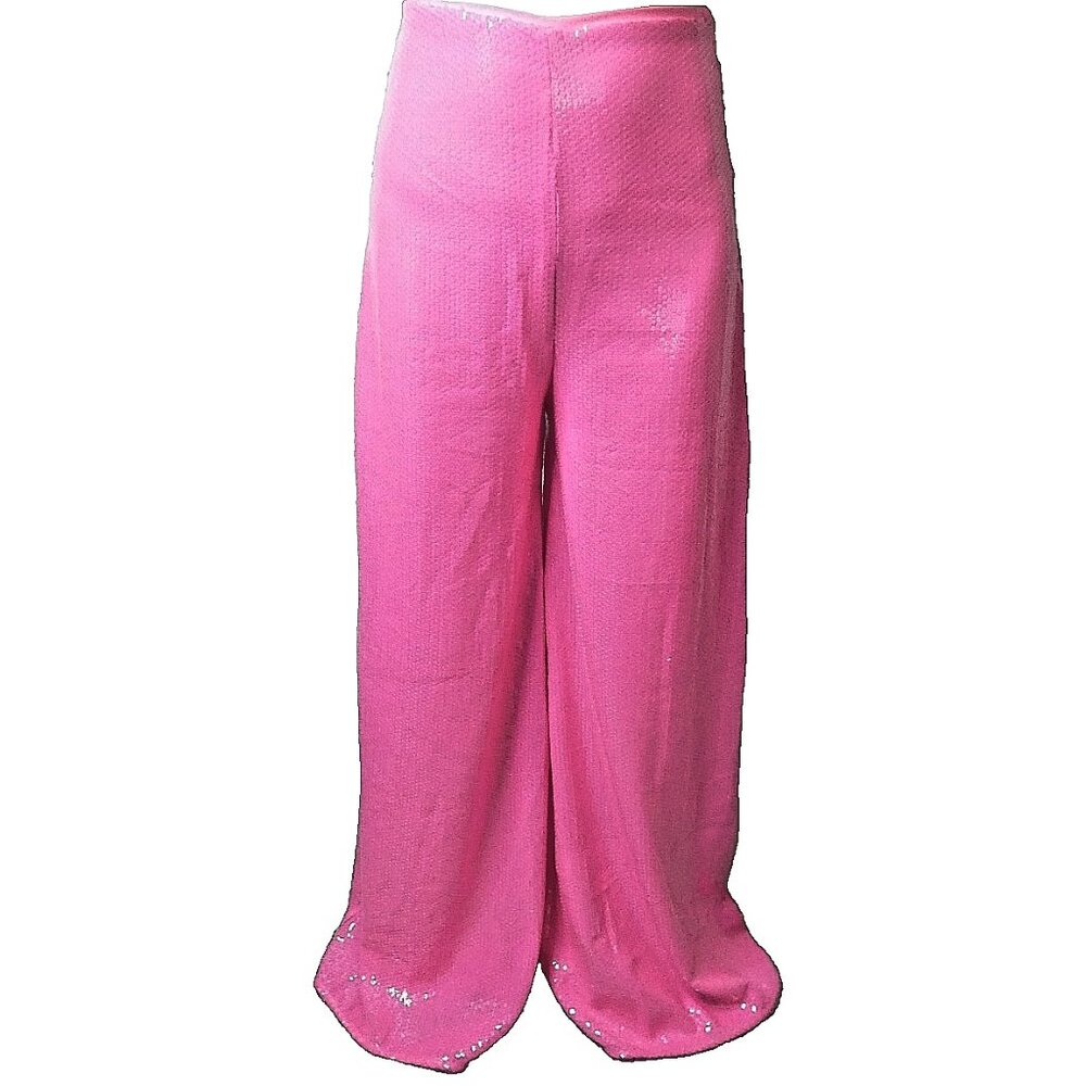 ASOS Luxe Pants Size 4 Hot Pink Wide Leg Shiny Sequins Party Dance Festive NWT